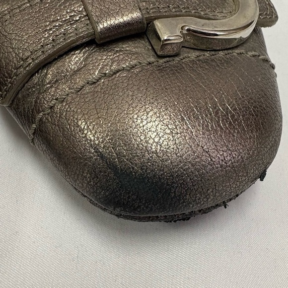 Salvatore Ferragamo Ballet Flats Metallic Bronze Women’s 6.5 Silver Buckle Y2K - Picture 3 of 13